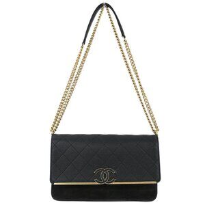 Chanel Black Calfskin Suede Coco Flap Shoulder Bag 177511